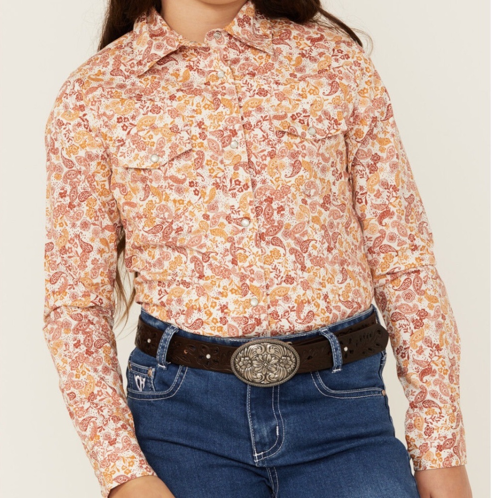 Shyanne Button Down Shirt Girl S Paisley Pearl Snap Cowgirl Western Coastal NWT